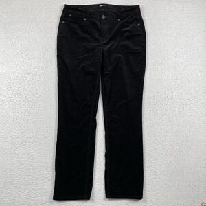 Talbots Pants Womens 10 Petite Black Corduroy Straight Curvy Flawless 5 Pocket